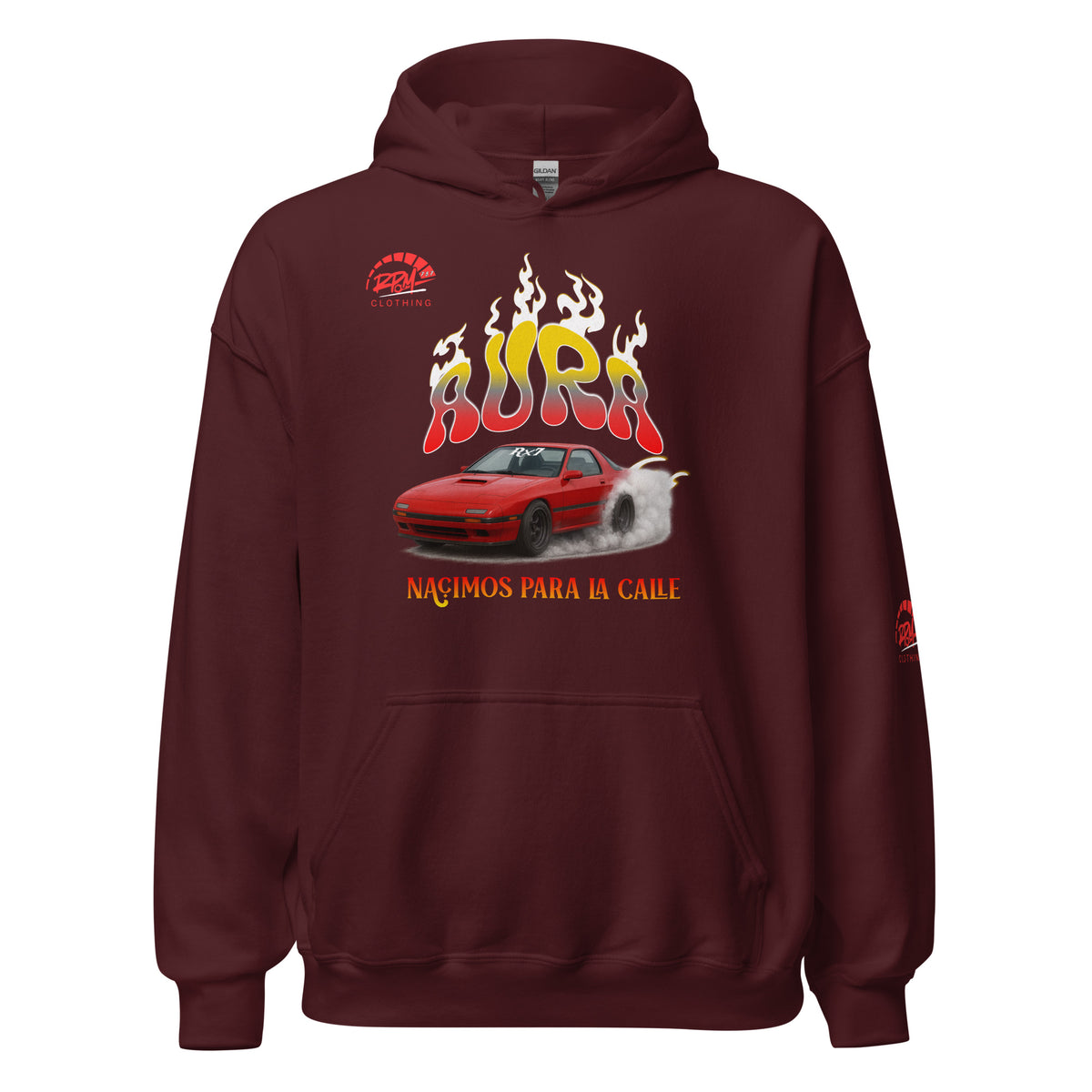 AURA RX7 Unisex Hoodie (Red/Dark) | RPM 787 - RPM 787 Clothing