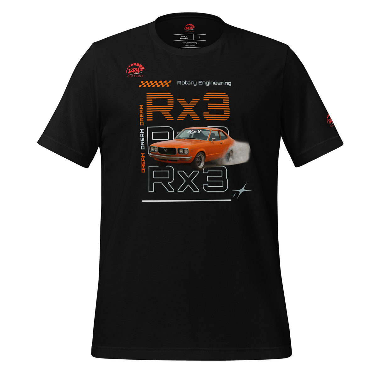Rotary Dream RX3 Unisex Tee (Orange/Dark) | RPM 787 - RPM 787 Clothing