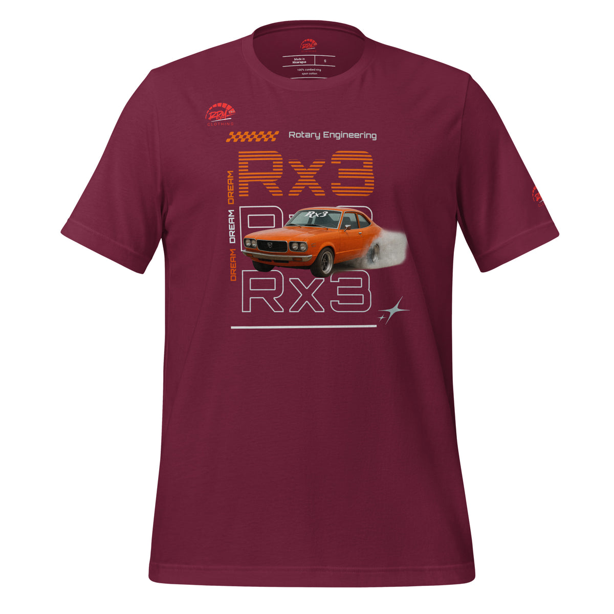 Rotary Dream RX3 Unisex Tee (Orange/Dark) | RPM 787 - RPM 787 Clothing