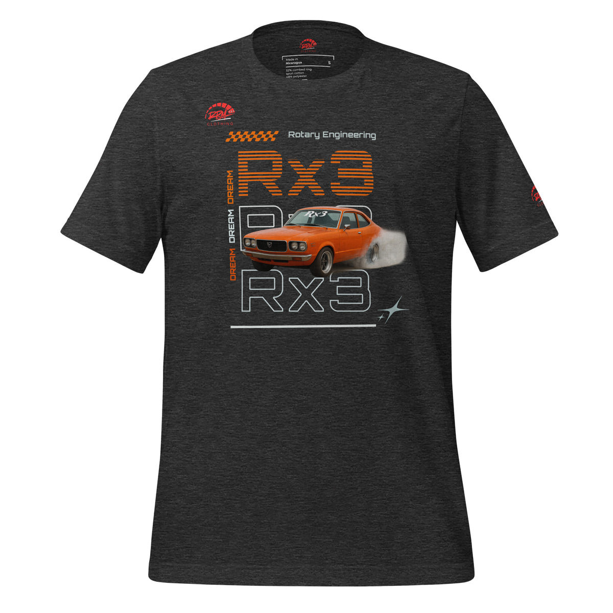Rotary Dream RX3 Unisex Tee (Orange/Dark) | RPM 787 - RPM 787 Clothing