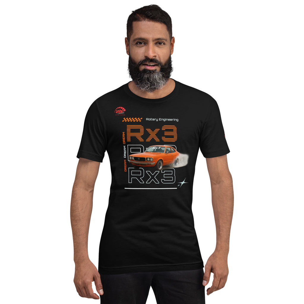 Rotary Dream RX3 Unisex Tee (Orange/Dark) | RPM 787 - RPM 787 Clothing