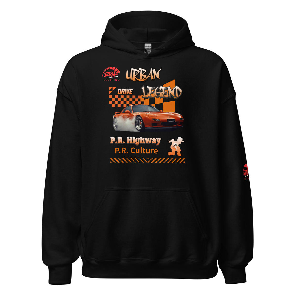 Urban Legend RX7 Unisex Hoodie (Orange/Dark) | RPM 787 - RPM 787 Clothing