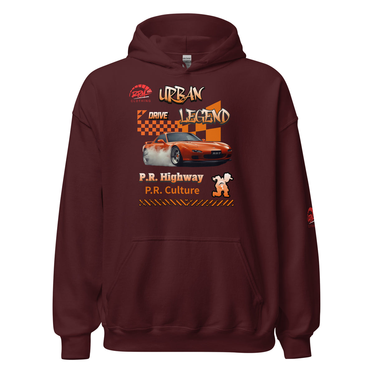 Urban Legend RX7 Unisex Hoodie (Orange/Dark) | RPM 787 - RPM 787 Clothing