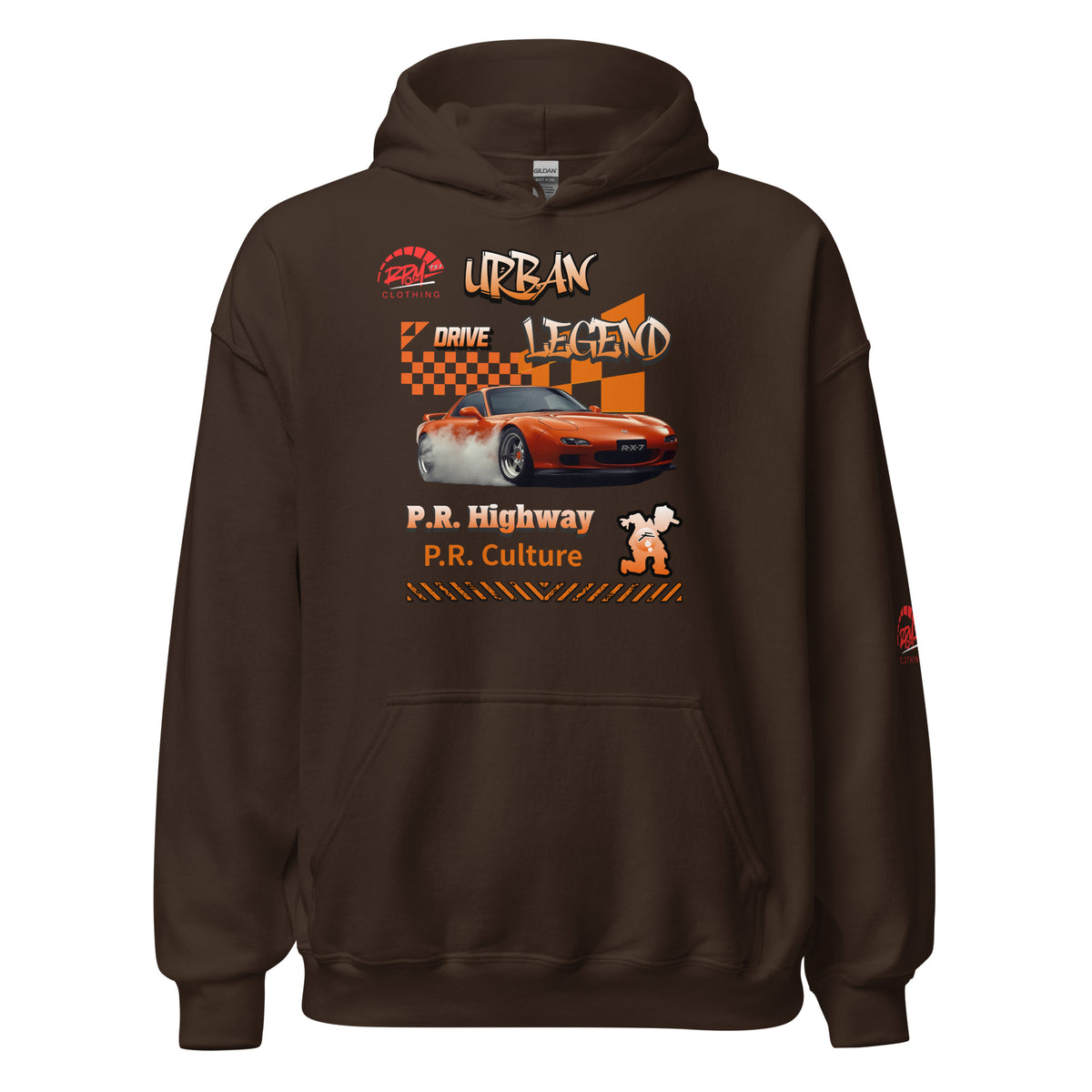 Urban Legend RX7 Unisex Hoodie (Orange/Dark) | RPM 787 - RPM 787 Clothing