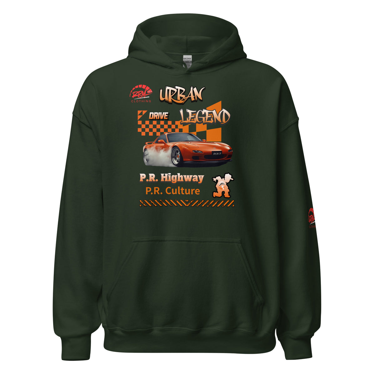 Urban Legend RX7 Unisex Hoodie (Orange/Dark) | RPM 787 - RPM 787 Clothing