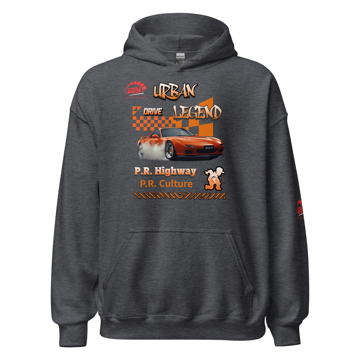 Urban Legend RX7 Unisex Hoodie (Orange/Dark) | RPM 787 - RPM 787 Clothing