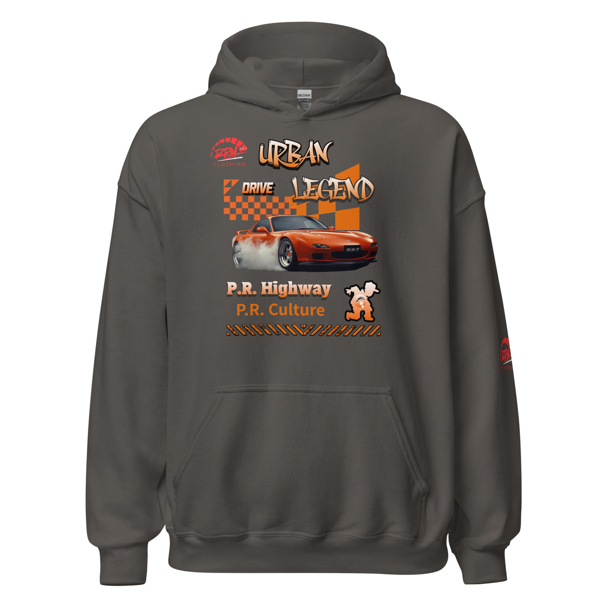 Urban Legend RX7 Unisex Hoodie (Orange/Dark) | RPM 787 - RPM 787 Clothing