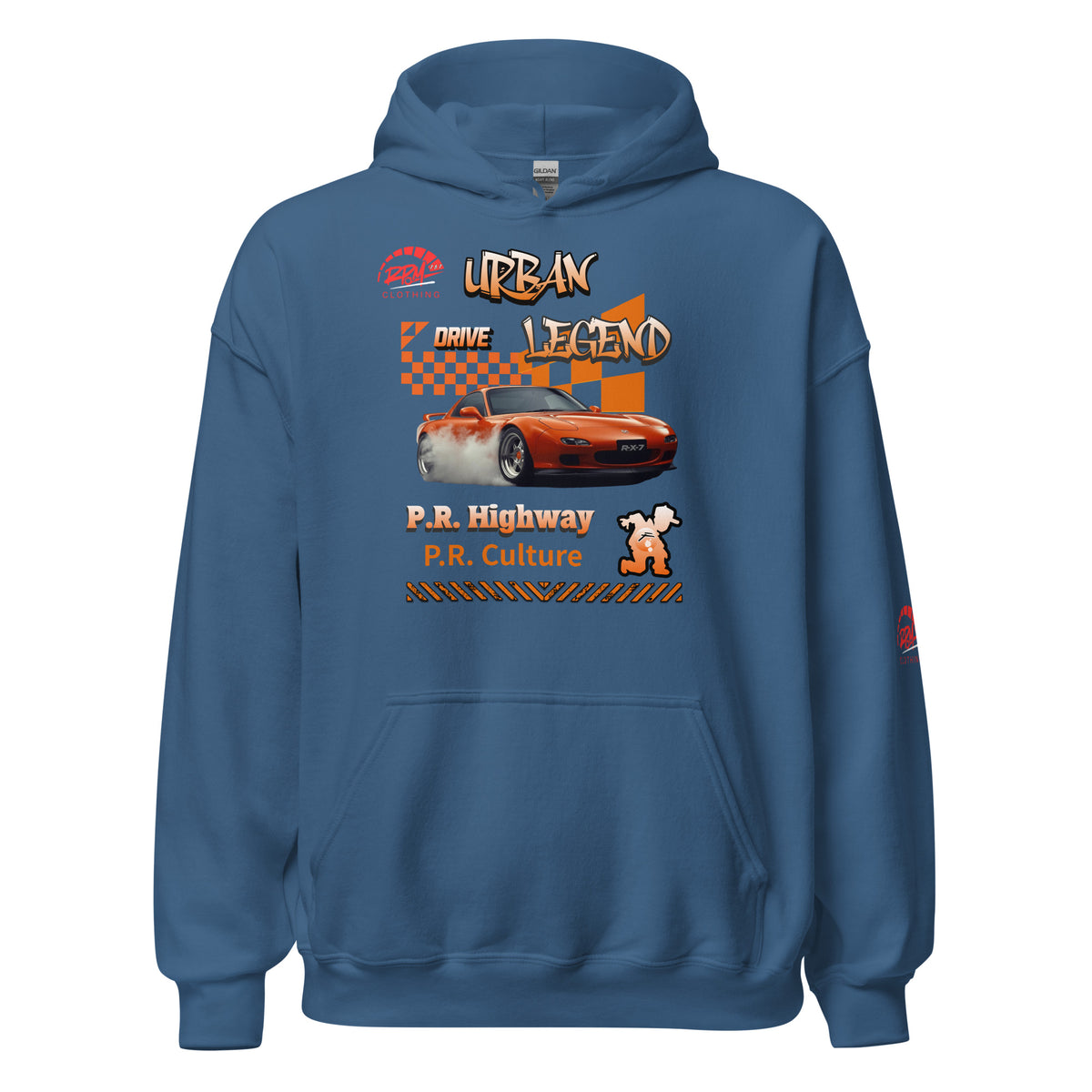 Urban Legend RX7 Unisex Hoodie (Orange/Dark) | RPM 787 - RPM 787 Clothing