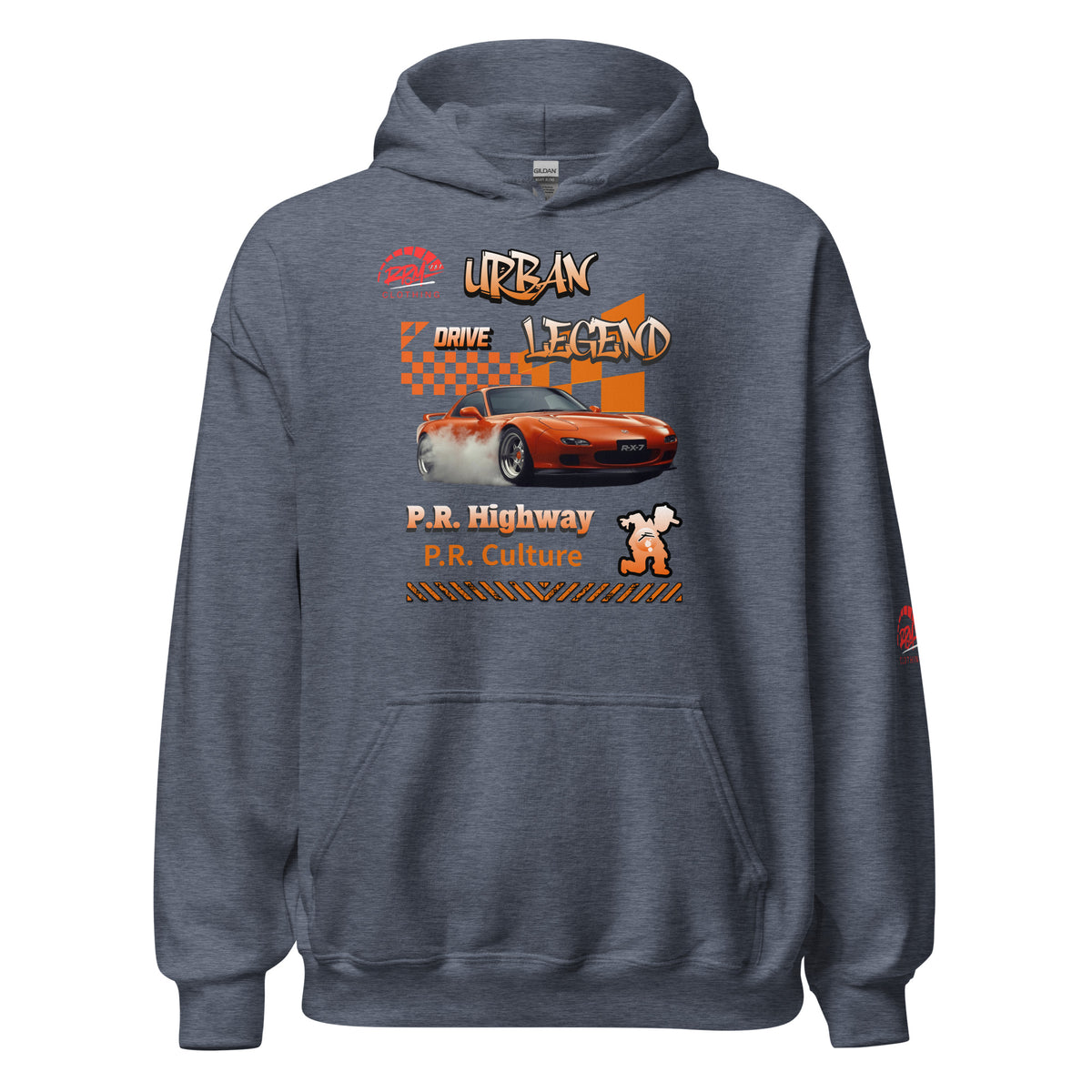 Urban Legend RX7 Unisex Hoodie (Orange/Dark) | RPM 787 - RPM 787 Clothing