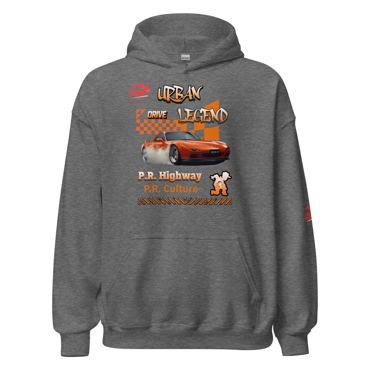 Urban Legend RX7 Unisex Hoodie (Orange/Dark) | RPM 787 - RPM 787 Clothing