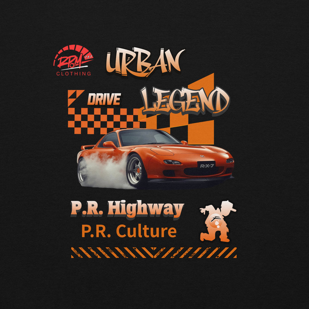 Urban Legend RX7 Unisex Hoodie (Orange/Dark) | RPM 787 - RPM 787 Clothing