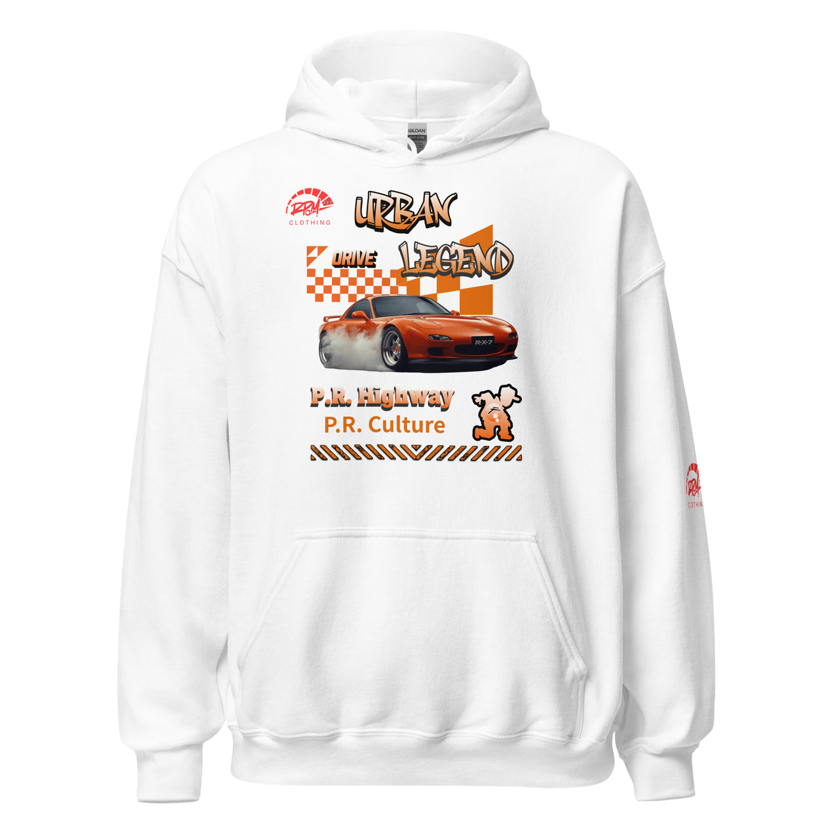 Urban Legend RX7 Unisex Hoodie (Orange/Light) | RPM 787 - RPM 787 Clothing