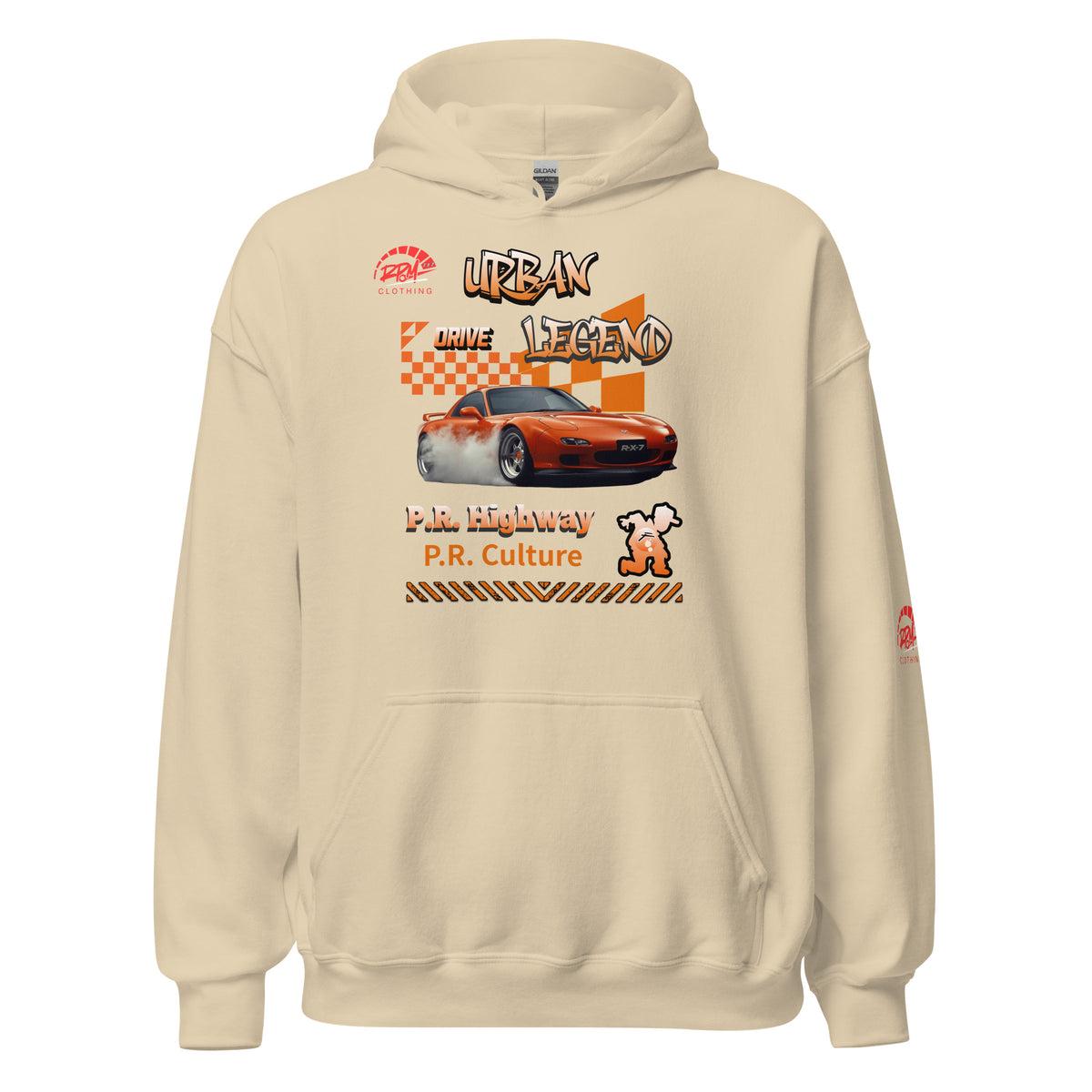 Urban Legend RX7 Unisex Hoodie (Orange/Light) | RPM 787 - RPM 787 Clothing