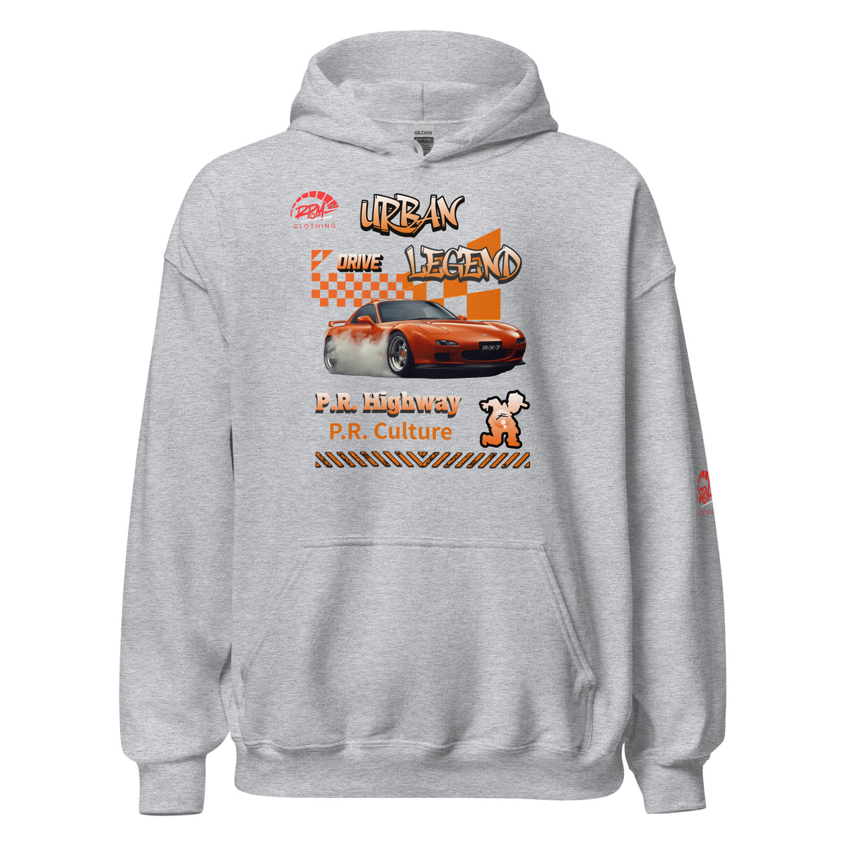 Urban Legend RX7 Unisex Hoodie (Orange/Light) | RPM 787 - RPM 787 Clothing
