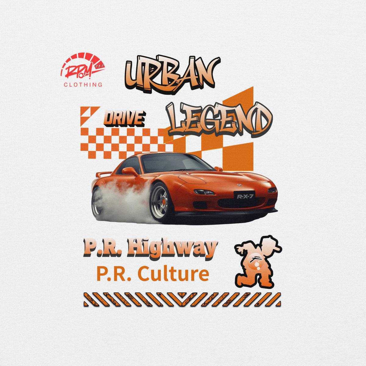 Urban Legend RX7 Unisex Hoodie (Orange/Light) | RPM 787 - RPM 787 Clothing