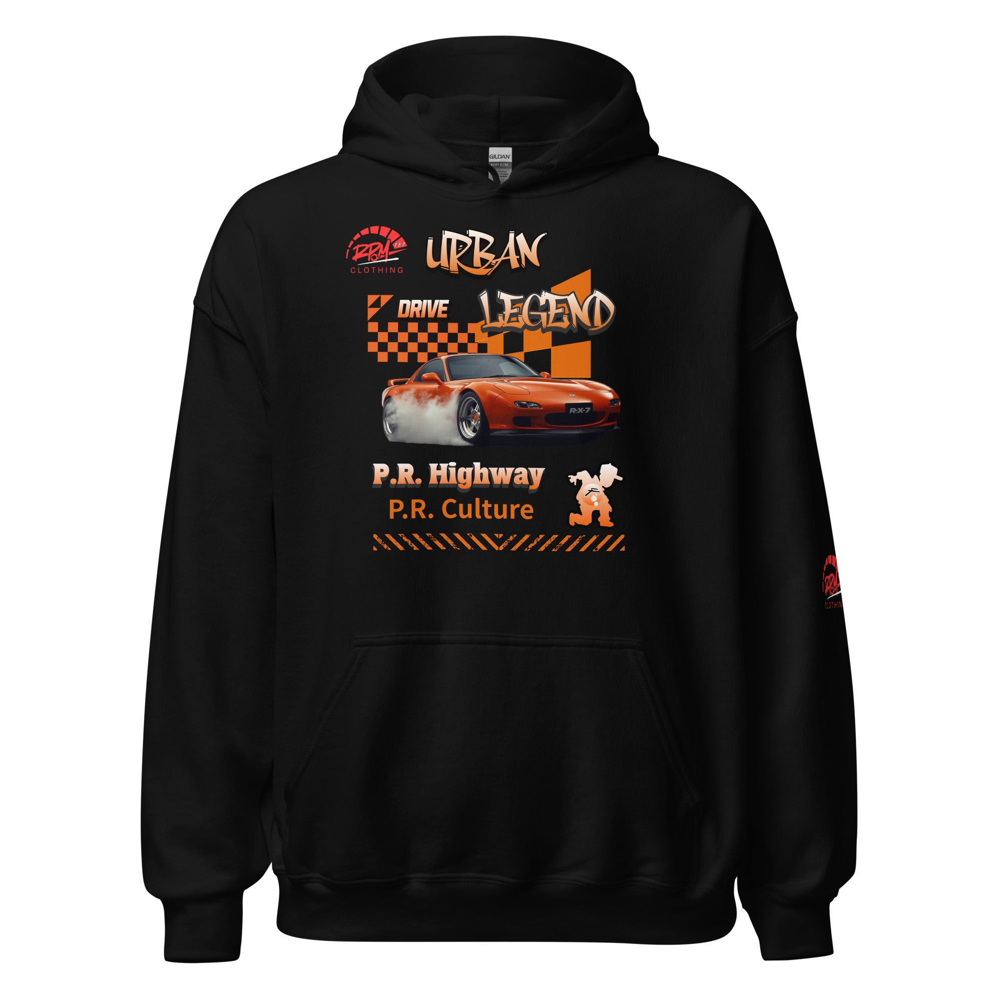 Urban Legend RX7 Unisex Hoodie (Orange/Dark) | RPM 787 - RPM 787 Clothing