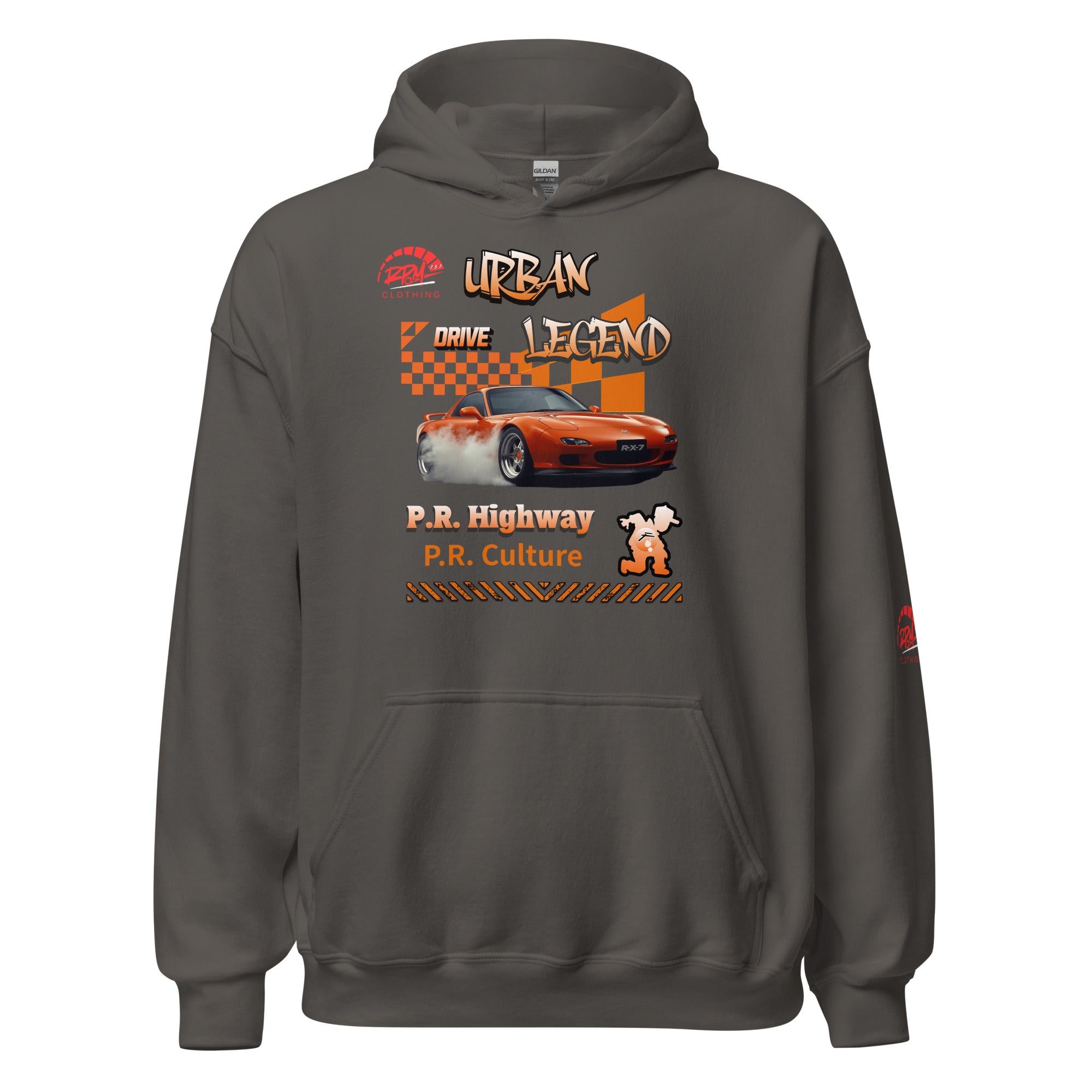 Urban Legend RX7 Unisex Hoodie (Orange/Dark) | RPM 787 - RPM 787 Clothing