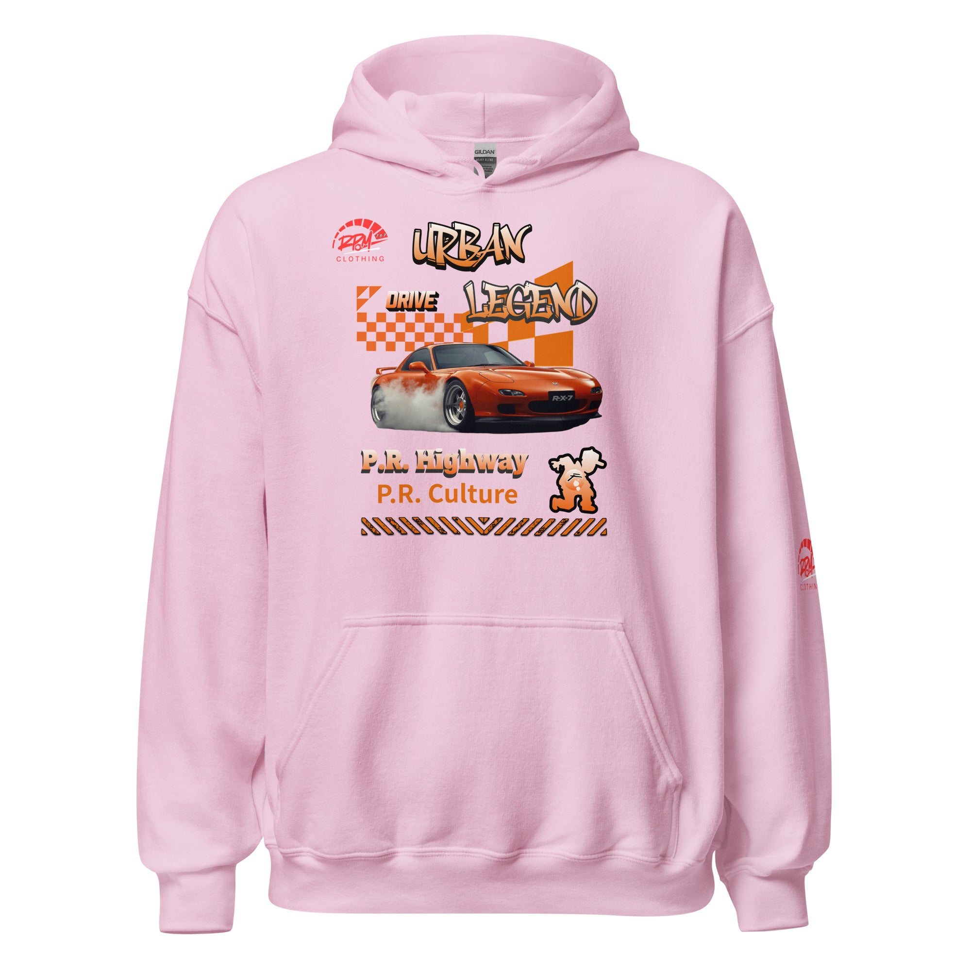 Urban Legend RX7 Unisex Hoodie (Orange/Light) | RPM 787 - RPM 787 Clothing