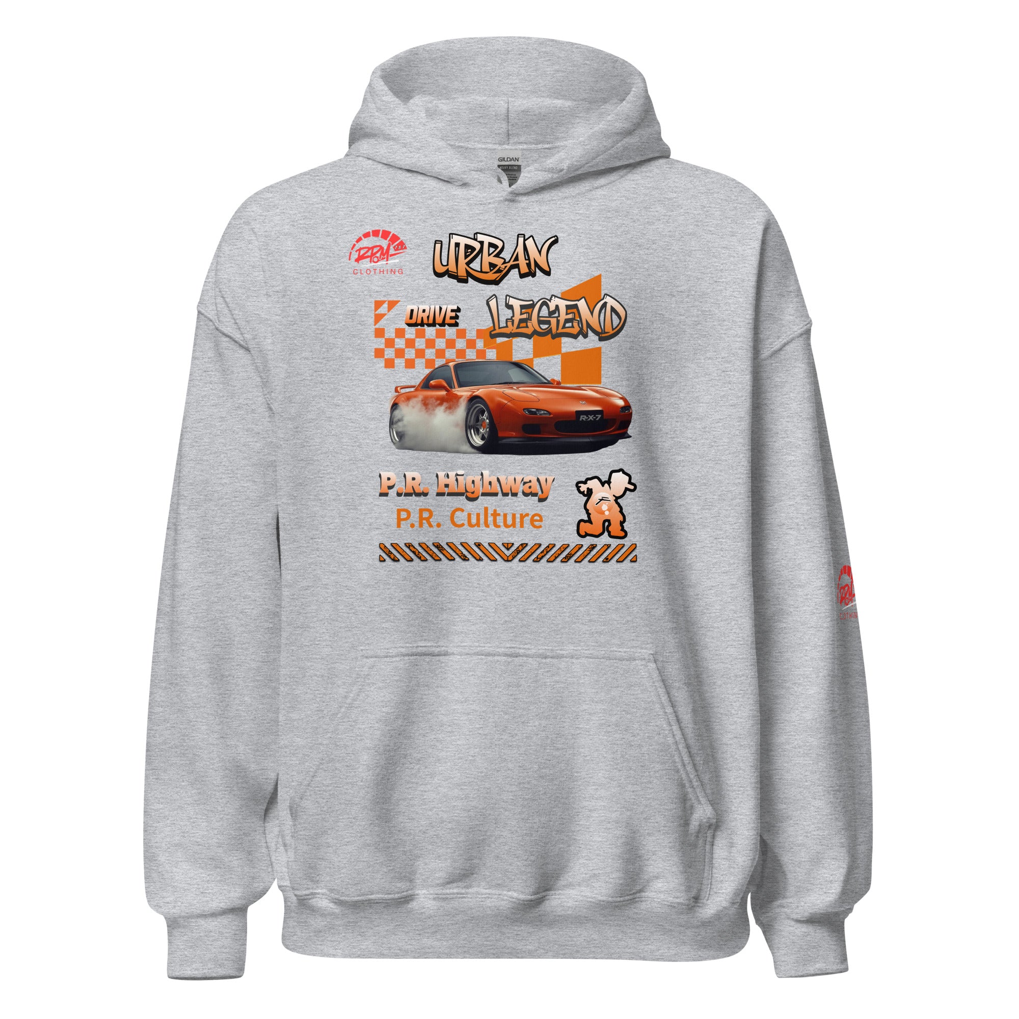 Urban Legend RX7 Unisex Hoodie (Orange/Light) | RPM 787 - RPM 787 Clothing