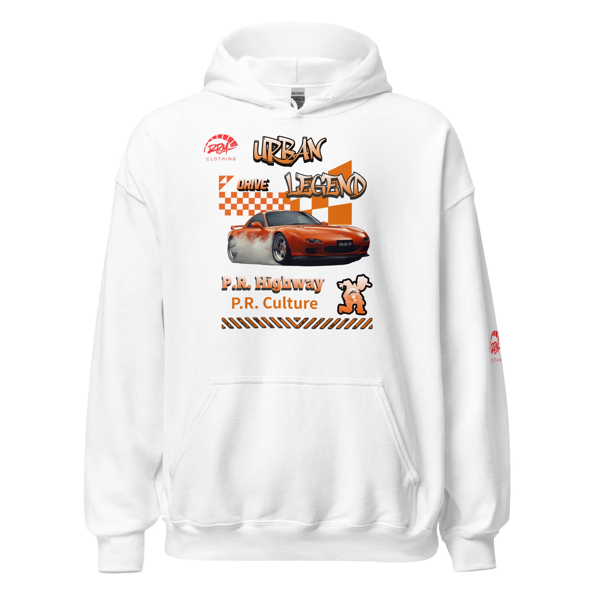 Urban Legend RX7 Unisex Hoodie (Orange/Light) | RPM 787 - RPM 787 Clothing